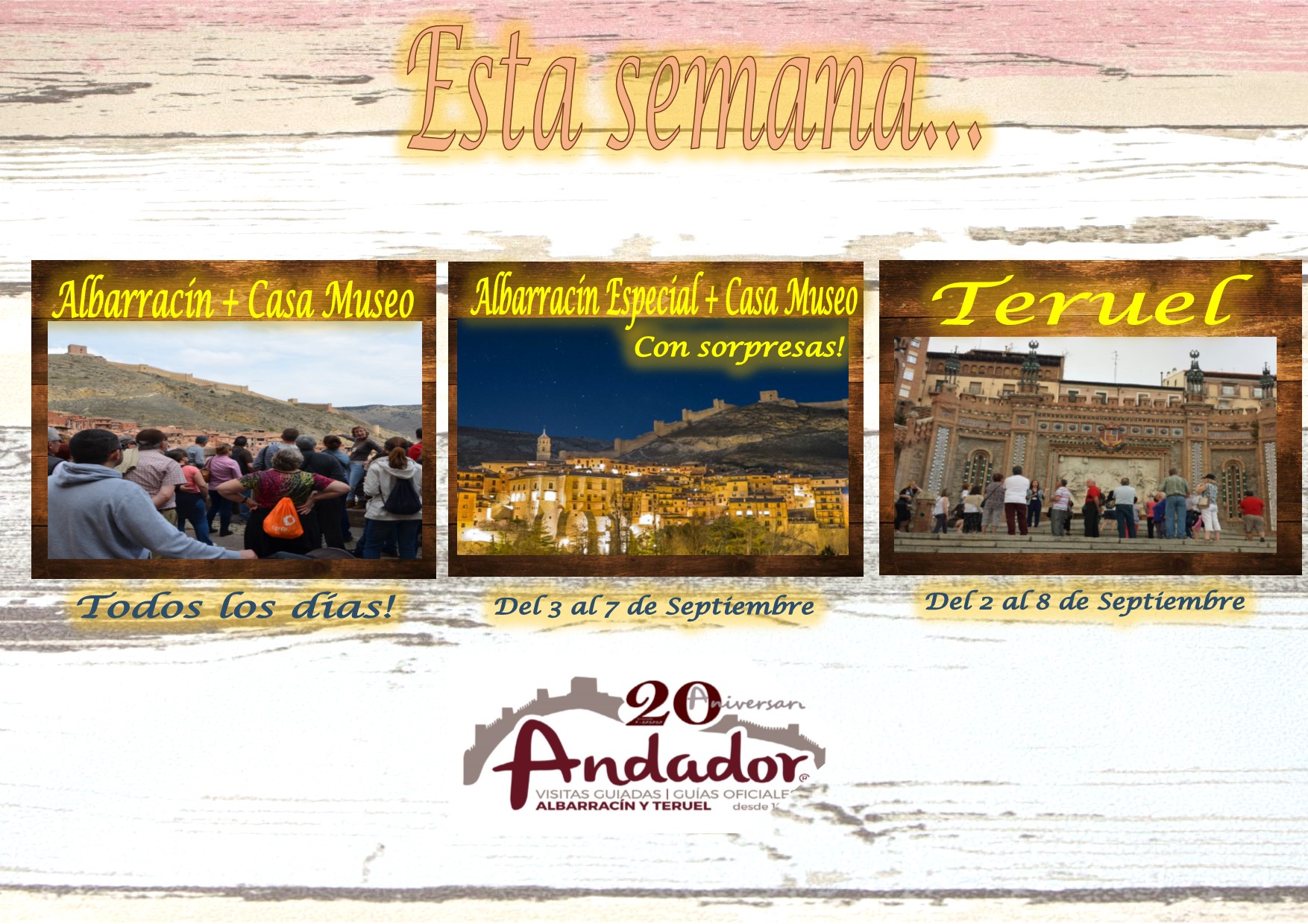 Esta semana…Albarracín, Albarracín Nocturno y Teruel…consulte días y disponibilidad!