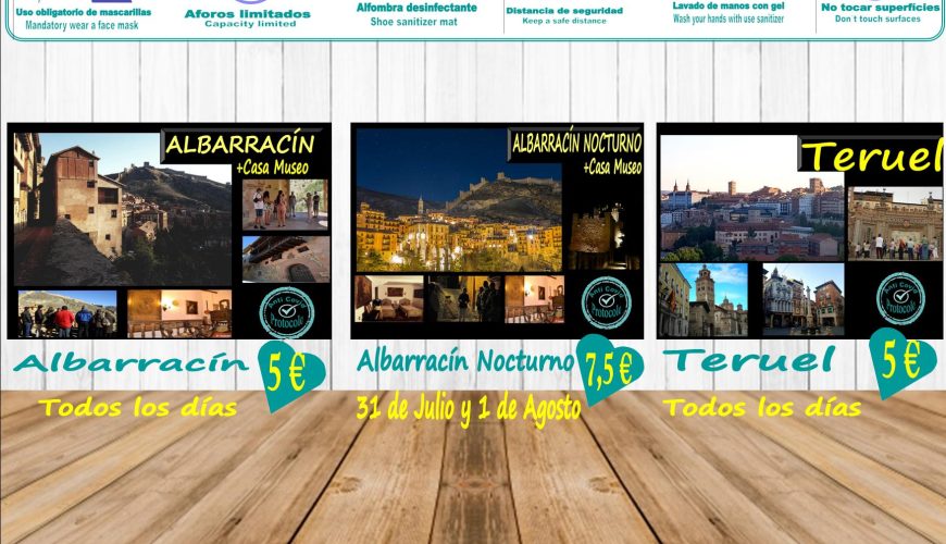 Esta semana…TURISMO RESPONSABLE Y SEGURO: Albarracín y Teruel todos los días y Viernes y Sábado… Albarracín Nocturno + Casa Museo!