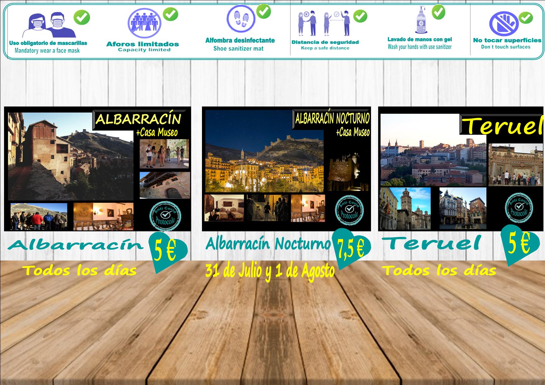 Esta semana…TURISMO RESPONSABLE Y SEGURO: Albarracín y Teruel todos los días y Viernes y Sábado… Albarracín Nocturno + Casa Museo!