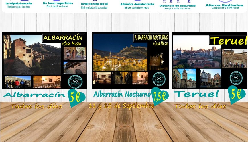 Planes para ti en Albarracín y Teruel…viernes y sábado, Albarracín Nocturno! (Aforos más reducidos, reserva tu plaza)