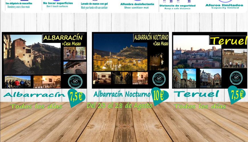 Esta semana… planes de visitas guiadas en Albarracín, visitas guiadas en Teruel y Albarracín Nocturno hasta el sábado!